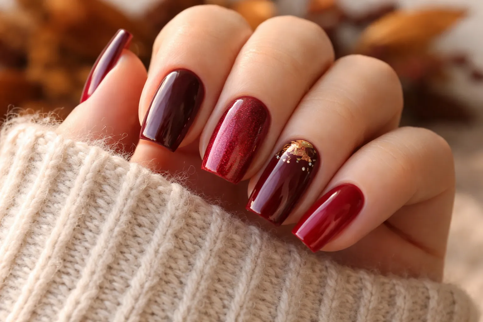 Fall Red Nails